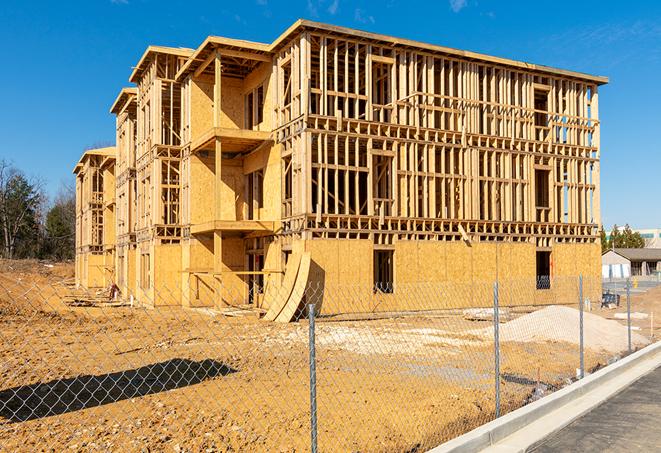 a snapshot of temporary chain link fences protecting a large construction project from unauthorized access in Lisle, IL